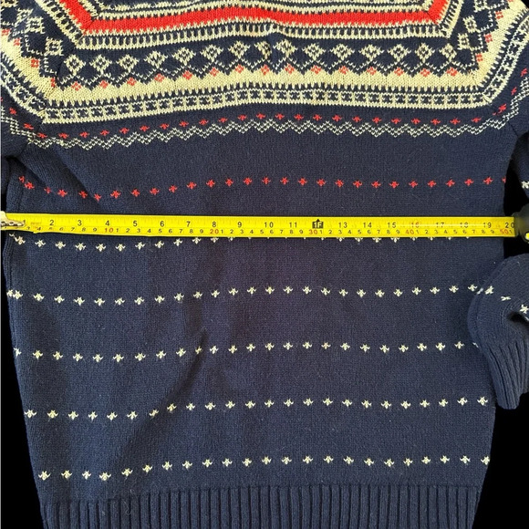 St. John's Bay Crewneck Sweater in Blue and Red with Nordic Design - Picture 5 of 6